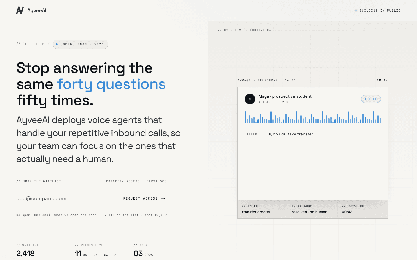 AyveeAI product screenshot